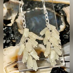 Clear Karoo Stone Prehnite Earrings 2 7/8”